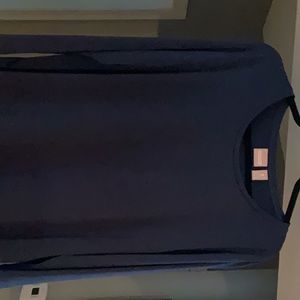 Nave blue scoop neck 3/4 sleeve-polyester/spandex top
